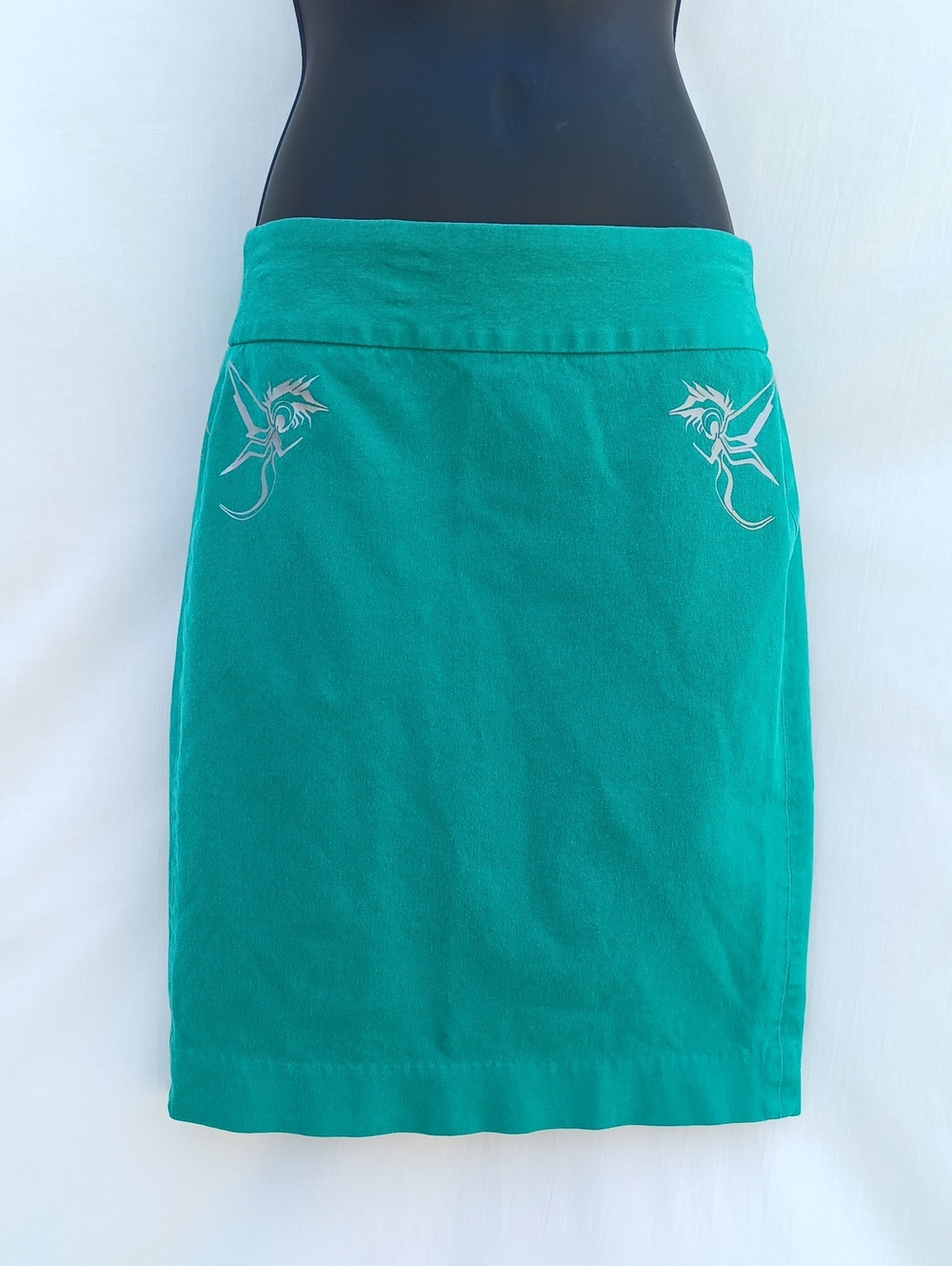 Banana Republic Teal Pencil Skirt with Embroidered Accents